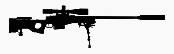 Векторная Иллюстрация Силуэта Снайперской Винтовки Белом Фоне — стоковый вектор