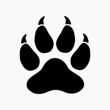 Beyaz arka plan üzerinde izole bir predator (kaplan, aslan, kedi) ayak izi siluet vektör kaliteli çizim