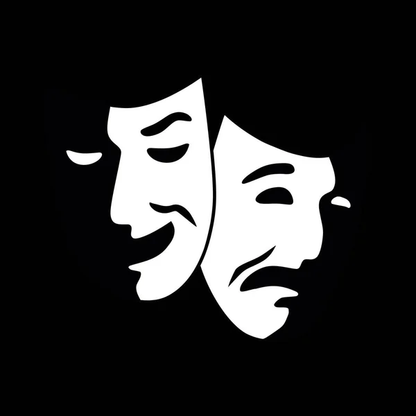 Hochwertige Vektor Illustration Von Weißen Theatermasken Zeichen Die Komödie Und — Stockvektor