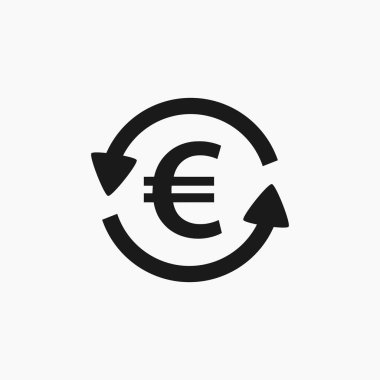 Euro simgesi - para Borsası kavramı temsil dönüm iki yuvarlak ok vektör çizim