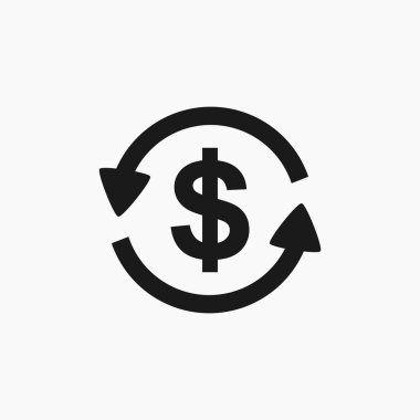 Amerikan dolar işareti logo - para Borsası kavramı dönerek iki yuvarlak ok vektör çizim