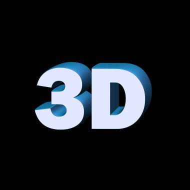 Vektör yazı 3d illüstrasyon mavi renklerde yapılmış 3d