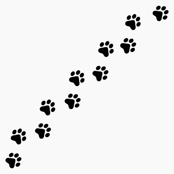 Vector High Quality Illustration Paw Prints Silhouette Making Path Ground — Stock Vector