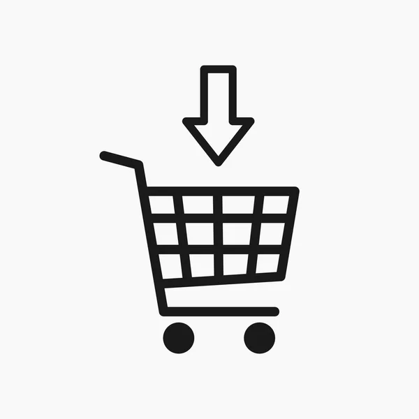 Icono Ilustración Estilo Simple Plano Vectorial Carrito Compras Negro Con — Archivo Imágenes Vectoriales