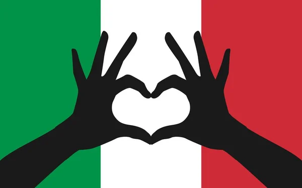 Vektorillustration Två Händer Att Göra Ett Hjärta Form Italienska Platt — Stock vektor