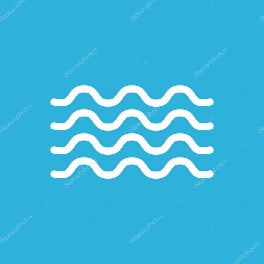 Vector simple style icon illustration of white sea waves isolated on blue backbround