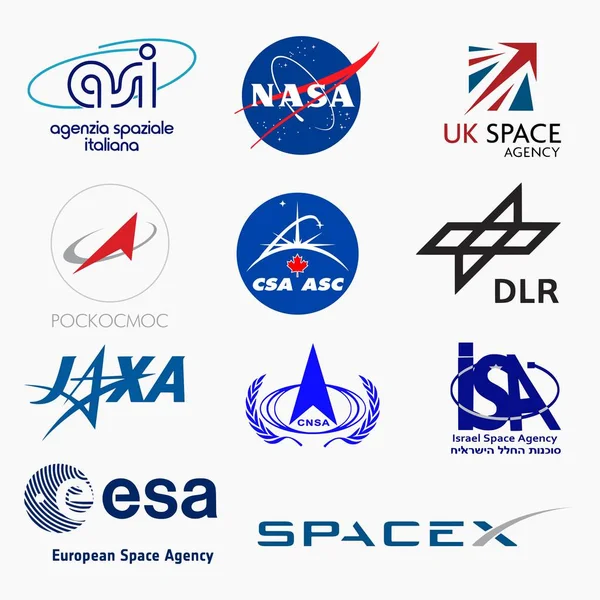 Milan Italie Dicember 2018 Ensemble Vectoriel Des Principales Agences Spatiales — Image vectorielle