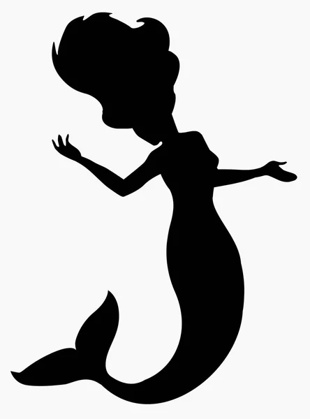 High Quality Vector Illustration Beautiful Mermaid Silhouette Isolated White Background — Stock Vector