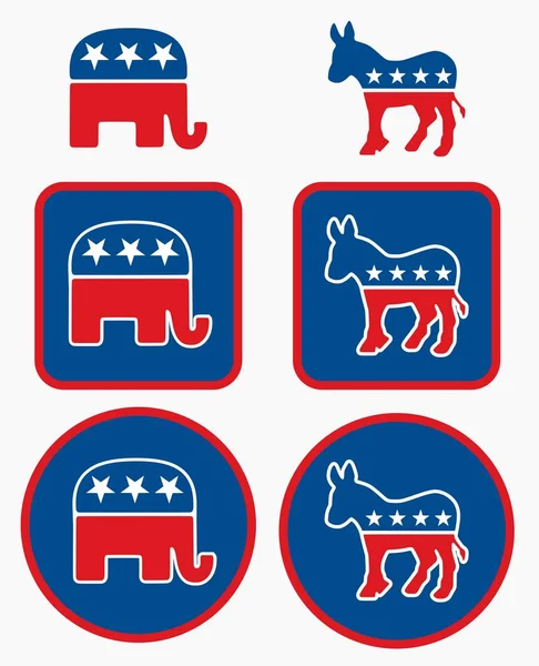 Vector Logos Stickers United States America Republican Democratic Party Donkey — Stock Vector