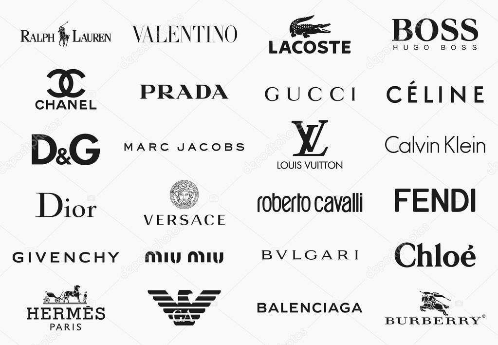 MILAN, ITALY - DECEMBER 17, 2018: Vector logos collection of the 24 most famous fashion brands in the world