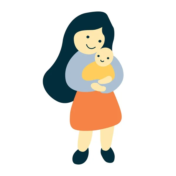 Ilustración Estilo Plano Vectorial Una Madre Feliz Sosteniendo Hijo Recién — Vector de stock