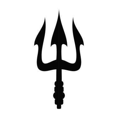 Poseidon sembolü yunan Trident vektör illüstrasyon simgesi. Beyaz arka planda yalıtılmış siyah simge