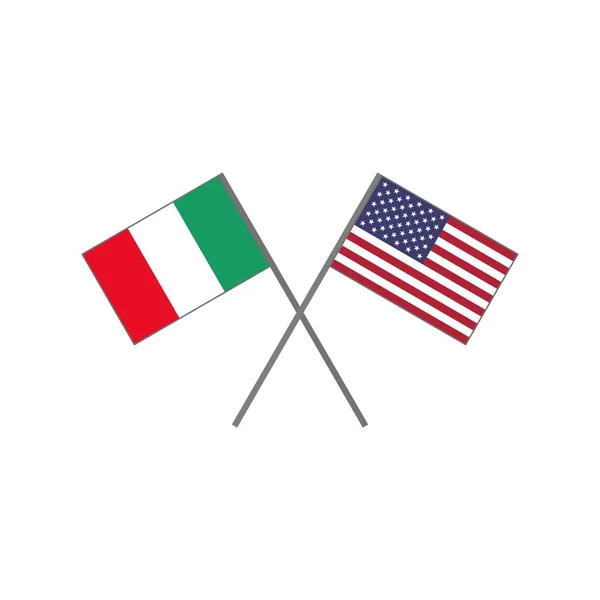Vektor Illustration Den Italienska Flaggan Och Den Amerikanska Usa Flagga — Stock vektor