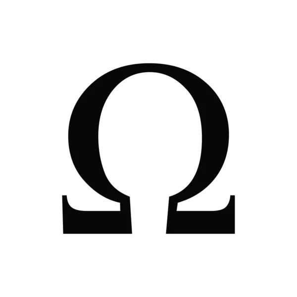 Vector Illustratie Van Griekse Omega Letter Zwart Pictogram Geïsoleerd Witte — Stockvector