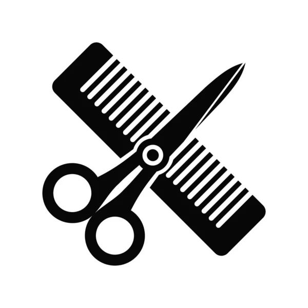 Vector Illustration Icon Crossed Scissors Comb Symbols Barber Shop Black — Stock Vector