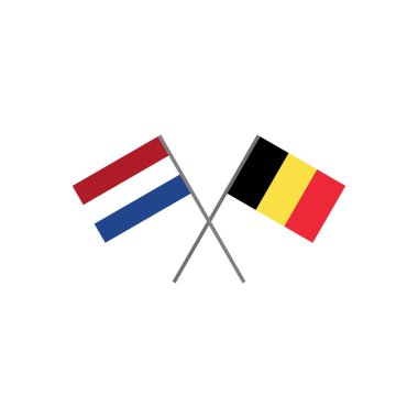 Dostluk ve işbirliği kavramını temsil eden Hollanda (Hollanda) bayrağı ve Belçika bayrağının birbirlerine geçişvektör illüstrasyonu