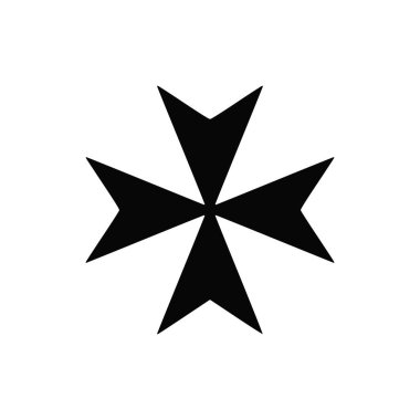 Vektör yüksek kaliteli simgesi. Klasik basit düz tarzı katolik Malta siyah haç sembolü beyaz arka plan izole. Din ve inanç vektör editable simgesi 