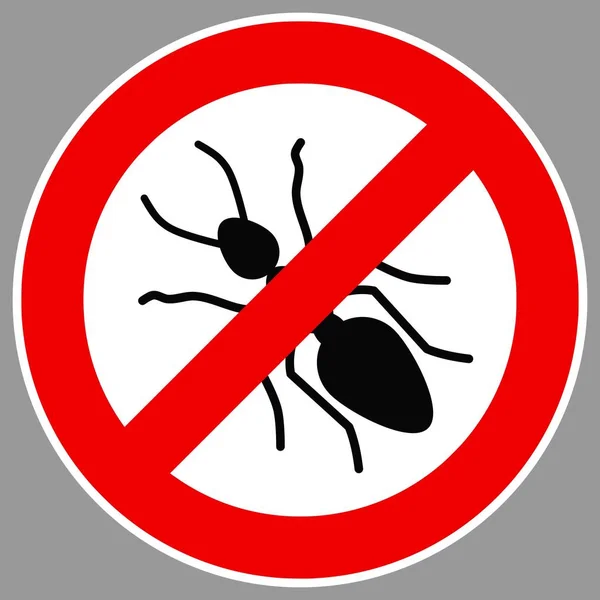 黒アリ禁止標識のベクトルイラストアイコン 白い背景に孤立したアリの兆候はありません — ストックベクタ