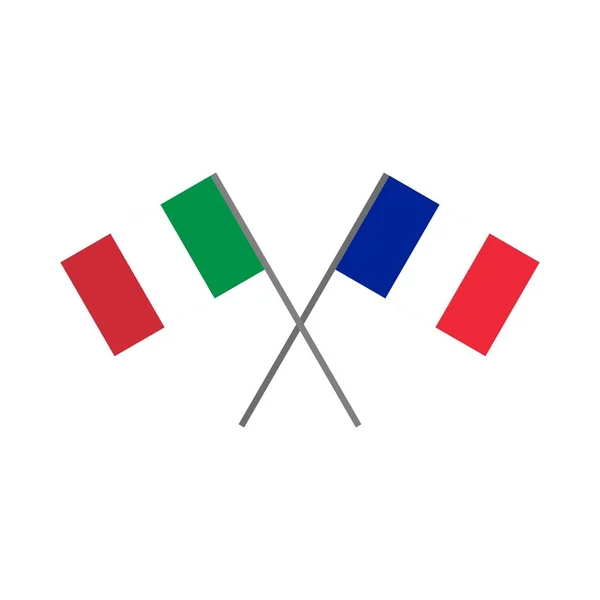 Vektor Illustration Den Italienska Flaggan Och Den Franska Flaggan Korsar — Stock vektor