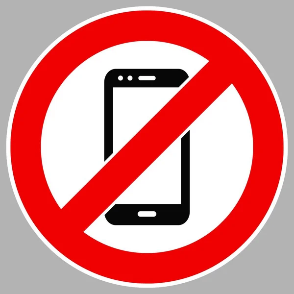 モバイルスマートフォン禁止標識のベクトルイラストアイコン 白い背景に隔離された赤い看板を許可された電話の使用はありません — ストックベクタ