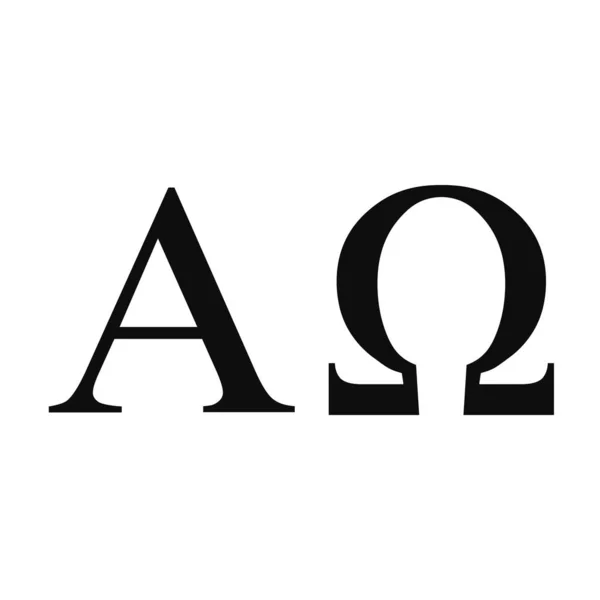 Illustration Vectorielle Des Lettres Grecques Alpha Omega Icônes Noires Isolées — Image vectorielle