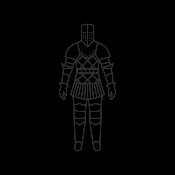 Векторная Высококачественная Иллюстрация Рыцаря Линейного Стиля Средневековой Броней Современная Стильная — стоковый вектор