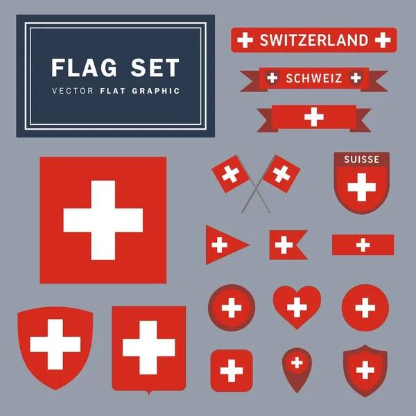 Colección Vectores Diferentes Ilustraciones Relacionadas Con Bandera Suiza Con Diferentes — Vector de stock