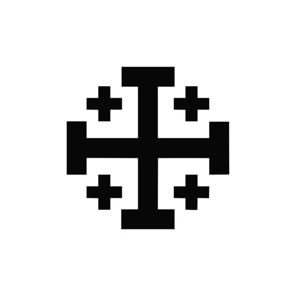 Vector Hoge Kwaliteit Icoon Van Katholieke Crusareds Stijl Cross Black — Stockvector