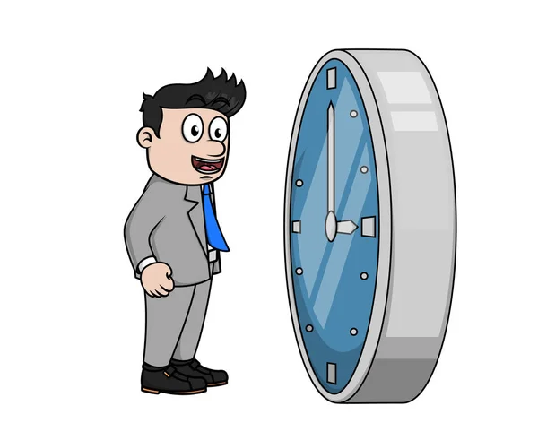 Homme Affaires Face Une Horloge Géante — Image vectorielle