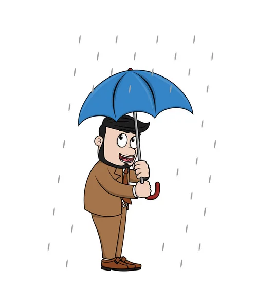 School Regnet Med Paraply — Stock vektor