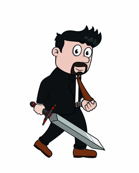 Homme Affaires Tenant Une Épée — Image vectorielle