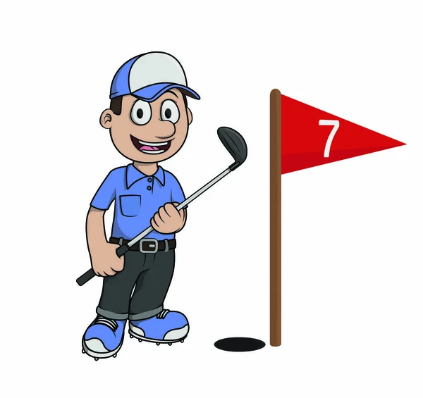 Golfçü Man Unplugging Puan Bayrağı Vektör — Stok Vektör