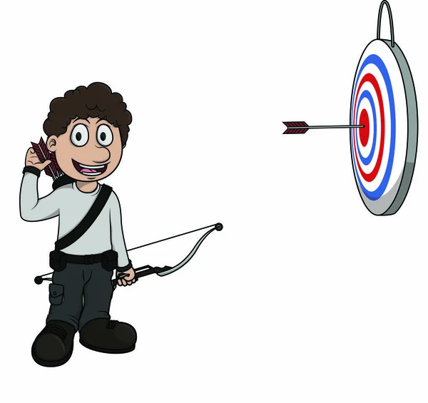 Archer Avec Cible Flèche — Image vectorielle