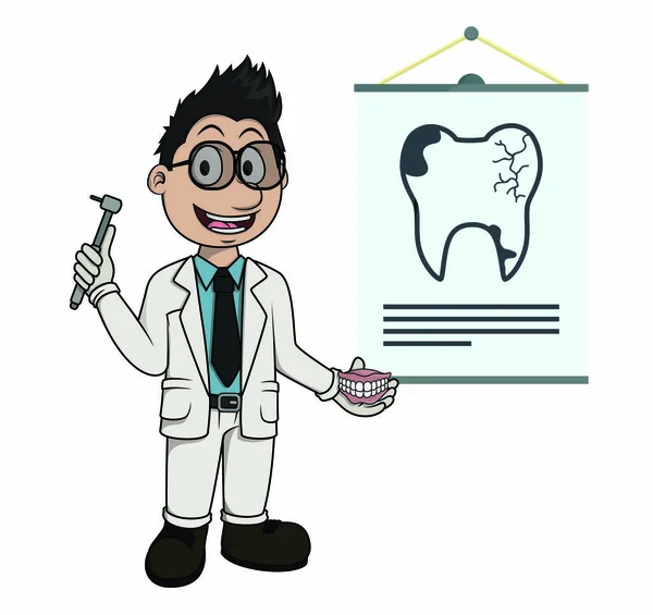Dentysta Dając Prezentacja Wektor — Wektor stockowy