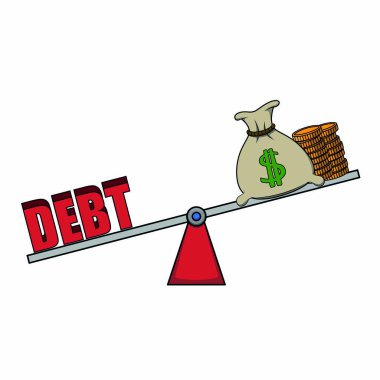 unbalance debt and income clipart