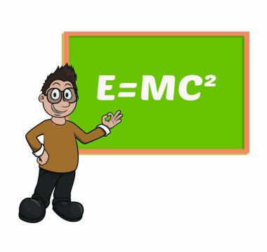 beyaz tahta vektörü ile erkek öğretmen öğretim