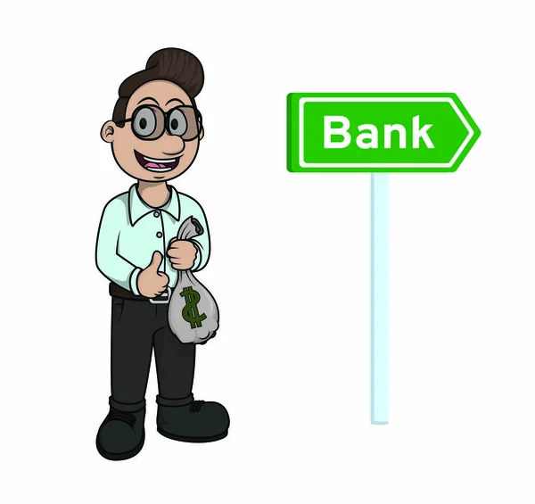 Homme Banque Tenant Des Sacs Argent — Image vectorielle