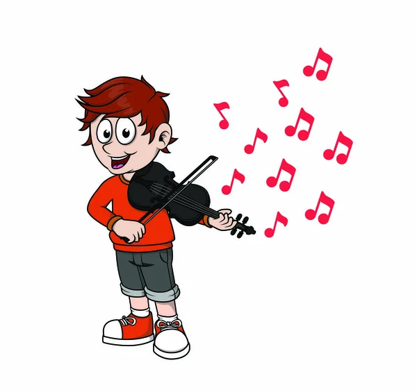 Child Playing Violin Scales — Stock Vector