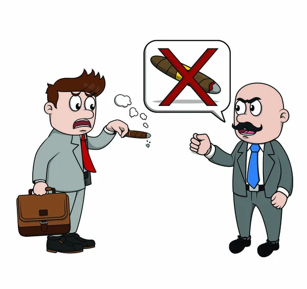 Patron Réprimande Homme Affaires Pour Fumer — Image vectorielle