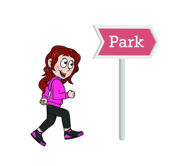 Filles Jogging Parc Vecteur — Image vectorielle