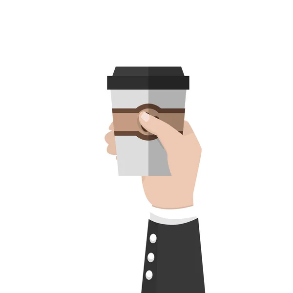 Mans Hand Holding Coffee — Stock Vector