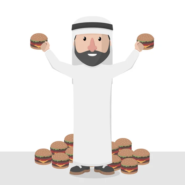 Arabian Burger His Hand — Stock Vector