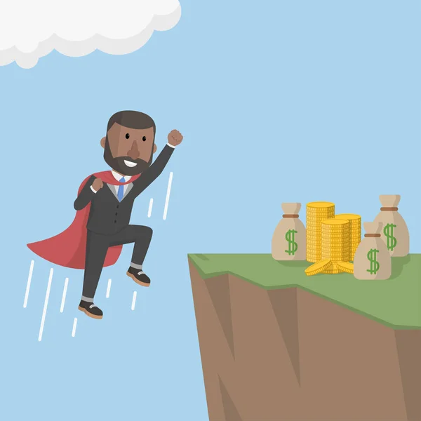 Super Herói Voando Por Dinheiro —  Vetores de Stock