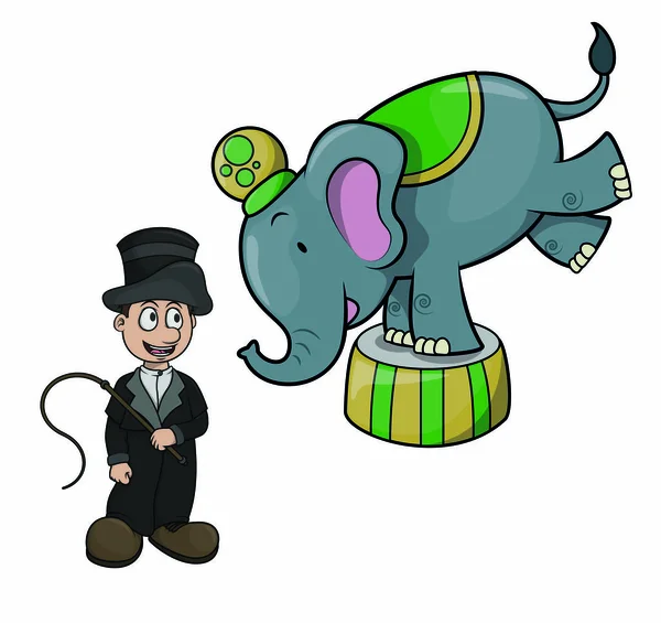 Circus Performers Elephant Attractions — Stock Vector