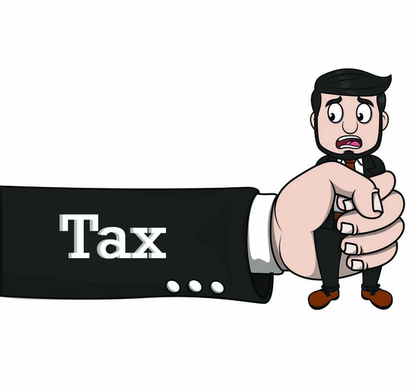 Businessman Hold Big Hand Tax — Stock Vector