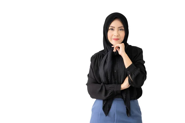 Isolé Avec Chemin Coupure Smart Belle Femme Musulmane Asiatique Robe — Photo