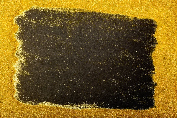 Złoty Brokat Musujące Wzór Tła Czarny Środek Powierzchni Jako Miejsce — Zdjęcie stockowe
