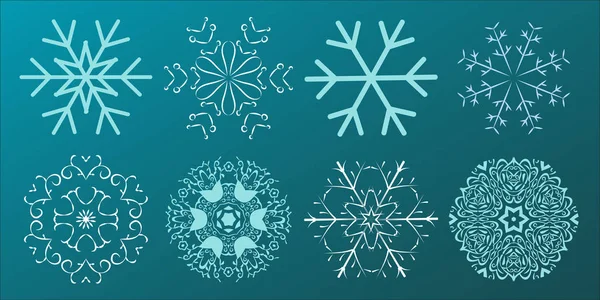 Conjunto de flocos de neve design de Natal. Ilustração vetorial — Vetor de Stock