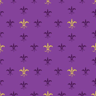 Mardi Gras Karnavalı alev almış zambağı ile seamless modeli. Vektör çizim