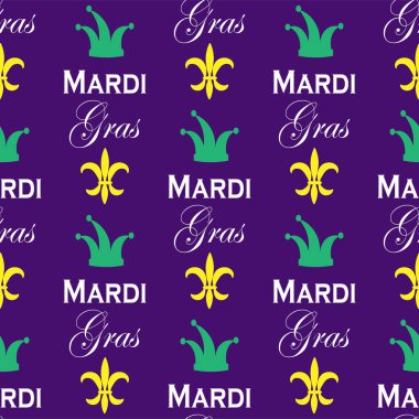 Mardi Gras sembollerin seamless modeli. Vektör çizim